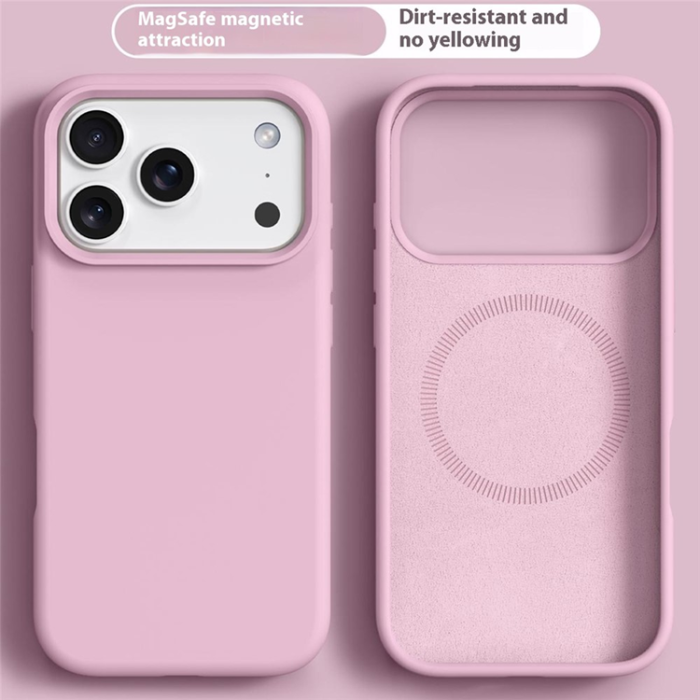 A-One Brand - iPhone 17 Pro Max Mobilskal MagSafe Liquid Silikon+PC - Rosa