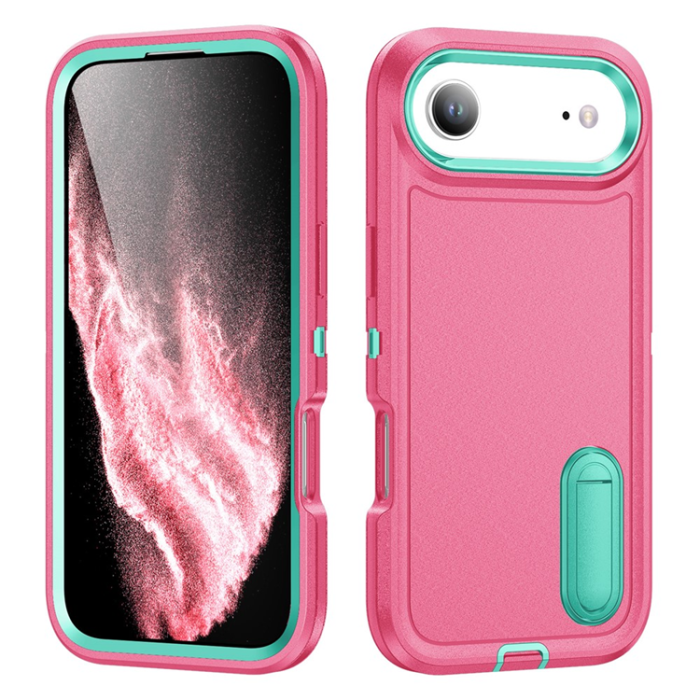 A-One Brand - iPhone 17 Air Mobilskal Kickstand Silikon - Rosa/Ljusgrön