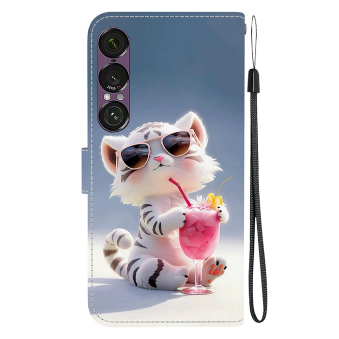 A-One Brand - Sony Xperia 1 VII Plånboksfodral med Lanyard Printing - Blå