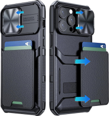 OEM - iPhone 14 Pro Max Mobilskal Korthållare Kamera Slider - Svart