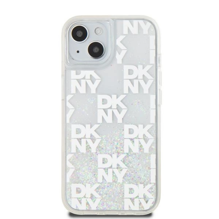 DKNY - DKNY iPhone 14 Mobilskal Liquid Glitter Multi Logo - Vit
