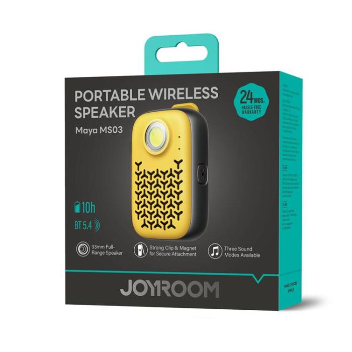 Joyroom - Joyroom Bärbar Bluetooth-Högtalare med Inbyggd Ficklampa Tålig Maya - Gul