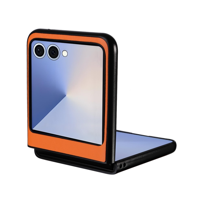 A-One Brand - Galaxy Z Flip 7 Mobilskal PU Läder Protective - Orange
