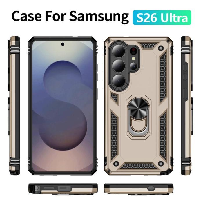 OEM - Mobilskal till Samsung Galaxy S26 Ultra Plast Med Ställning - Guld