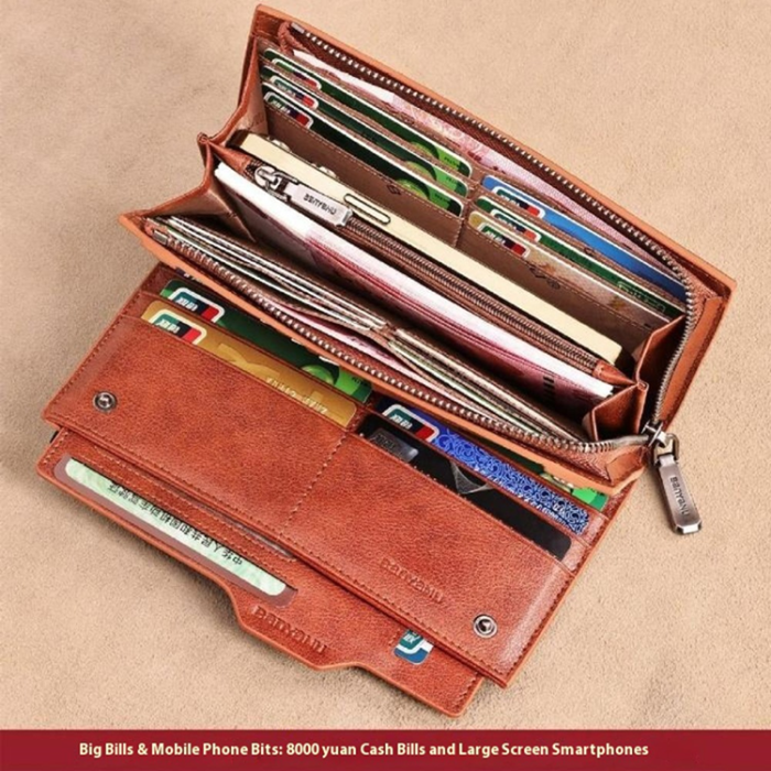 BANYANU - BANYANU Plånbok Väska Vintage Äkta Cow Läder RFID Blocking N2043