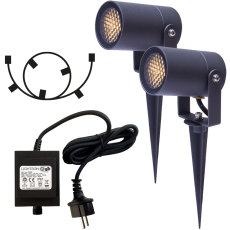 LightsOn - LightsOn Luna Startpaket 2 x Trädgårdsspot Grå