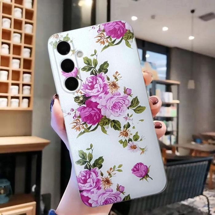 OEM - Mobilskal till Samsung Galaxy A57 TPU - Rosblomma - Vit