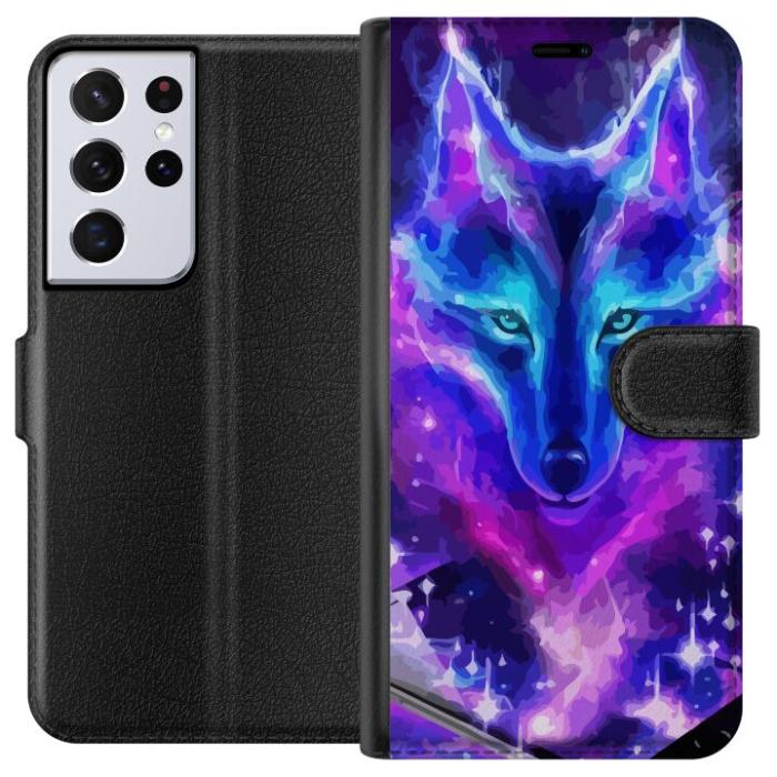 iSecrets - Plånboksfodral till Samsung Galaxy S21 Ultra 5G med Neon Varg