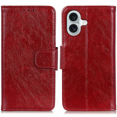 A-One Brand - iPhone 17 Plånboksfodral Nappa Texture Äkta Läder - Röd