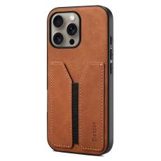 DENIOR - DENIOR iPhone 16 Pro Max Fodral Elastisk Kortficka KonstL&auml;der Brun