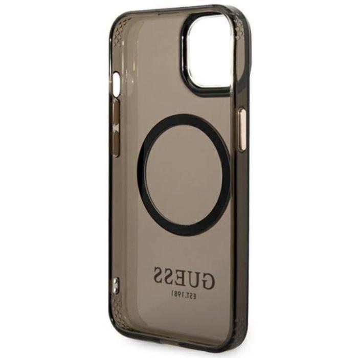 Guess - GUESS iPhone 14 Skal Magsafe Gold Outline Translucent - Svart