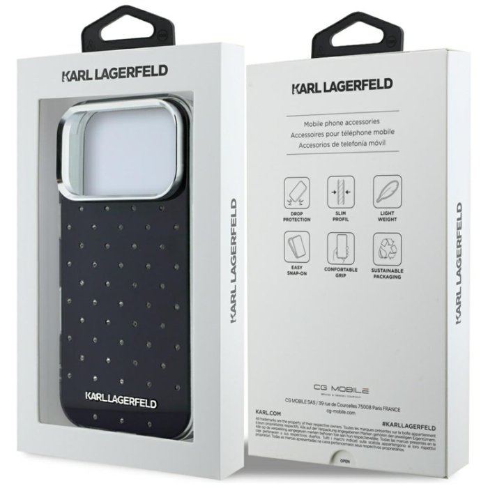 KARL LAGERFELD - Karl Lagerfeld Mobilskal För iPhone 18 Pro/17 Pro IML Rhinestones - Svart