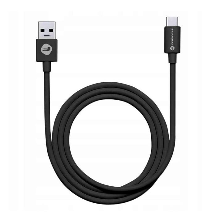 Forcell - Forcell USB-A till USB-C Kabel 1m 2.0 2.1A C319 TUBE - Svart