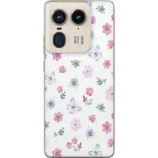 Gustaf - Mobilskal till Motorola Edge 50 Ultra med Blommor och fj&auml;rillar