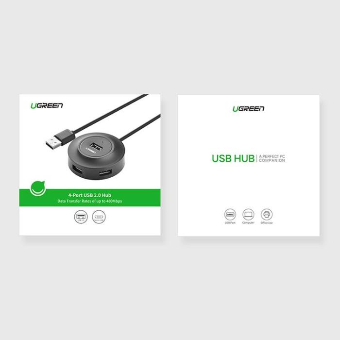 Ugreen - Ugreen HUB 4in1 USB-A - 4xUSB-A 2.0 480Mb/s 1m (CR106) - Svart