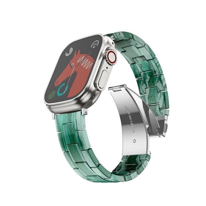 Forcell - Forcell Apple Watch (42/44/45/49mm) Armband Marble Resin - Grön