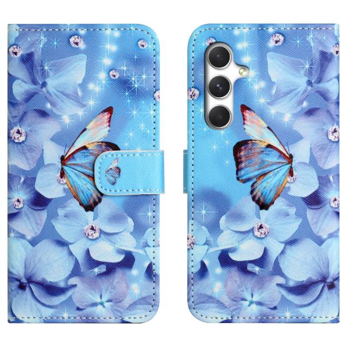 OEM - Plånboksfodral för Samsung Galaxy S26 Konstläder - Blomma och Fjäril - Mörkgrå