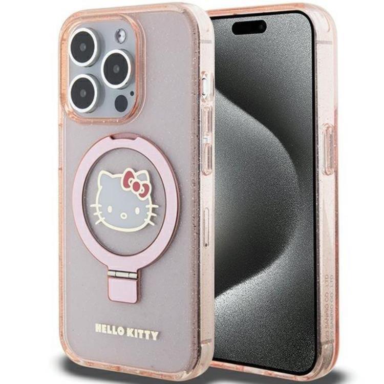 Hello Kitty iPhone 15 Pro Mobilskal Magsafe Ringhållare Glitter Electrop Logo | 2353 | AlltMobil