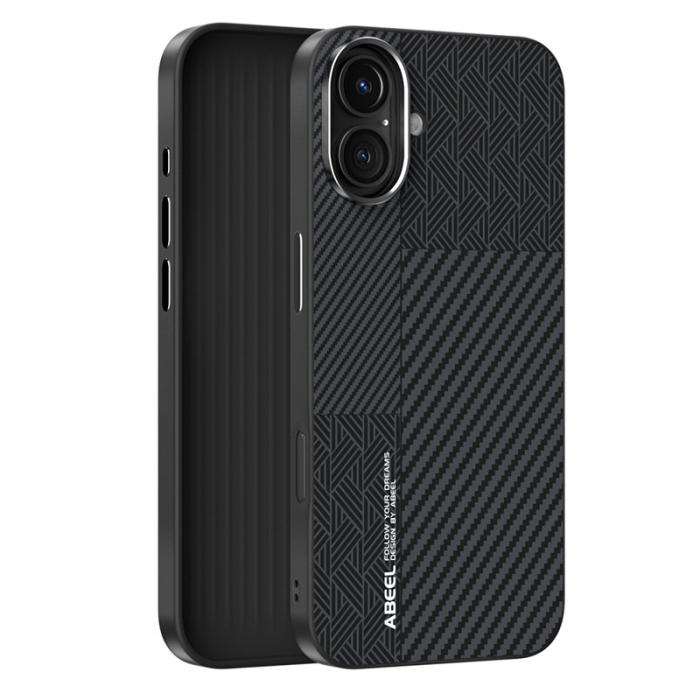 ABEEL - ABEEL Mobilskal till iPhone 16 Plus PC TPU Aluminium PU Läder - Textur 1