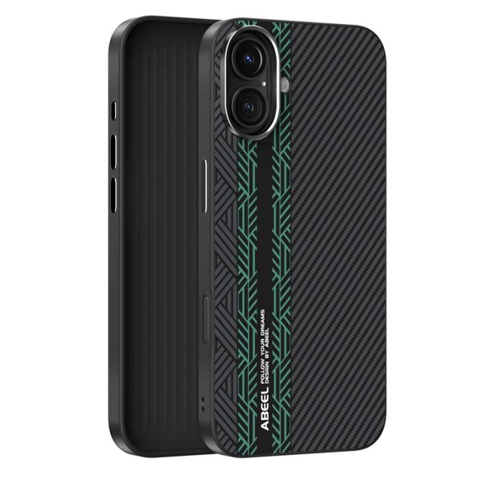 ABEEL - ABEEL Mobilskal till iPhone 16 Plus PC TPU Aluminium PU Läder - Textur 2