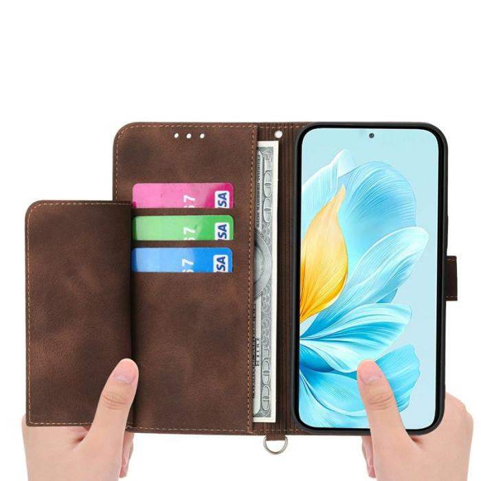 OEM - Samsung Galaxy S26 Plånboksfodral Blommönster Konstläder - Brun