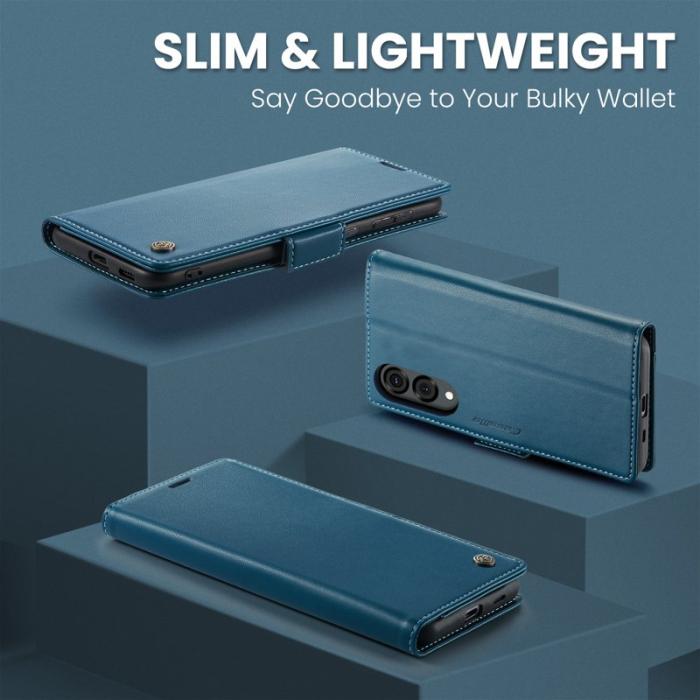 Caseme - CASEME Samsung Galaxy S25 Edge KonstLäder RFID-Skydd Plånboksfodral Blå