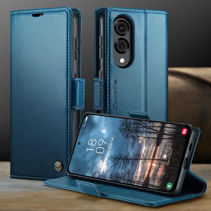 Caseme - CASEME Samsung Galaxy S25 Edge KonstLäder RFID-Skydd Plånboksfodral Blå