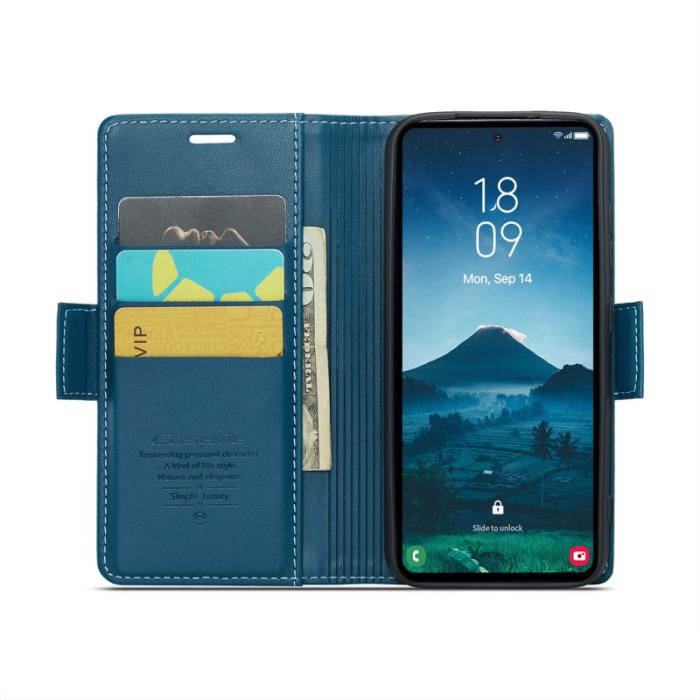 Caseme - CASEME Samsung Galaxy S25 Ultra Plånboksfodral Konstläder RFID-Skydd Blå