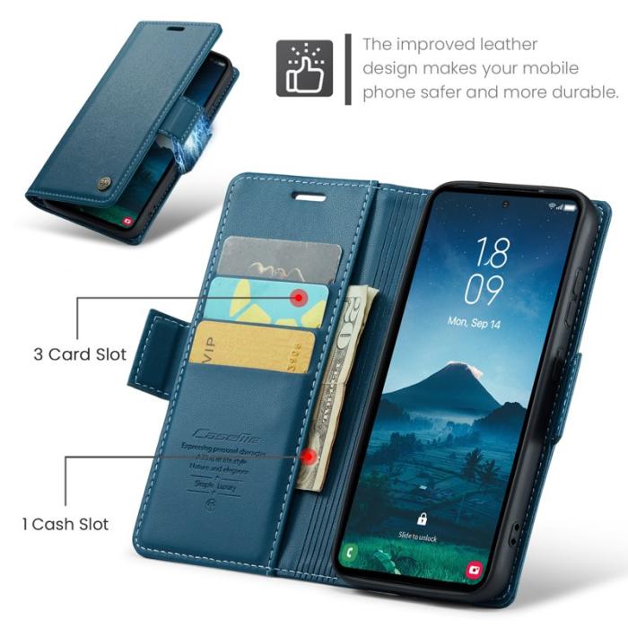Caseme - CASEME Samsung Galaxy S25 Ultra Plånboksfodral Konstläder RFID-Skydd Blå
