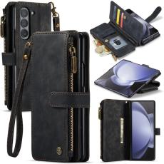 Caseme - CASEME Konstl&auml;der Pl&aring;nboksfodral f&ouml;r Samsung Galaxy Z Fold5 5G - Svart