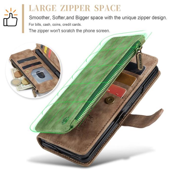 Caseme - CASEME Konstläder Plånboksfodral för Samsung Galaxy Z Fold5 5G - Brun