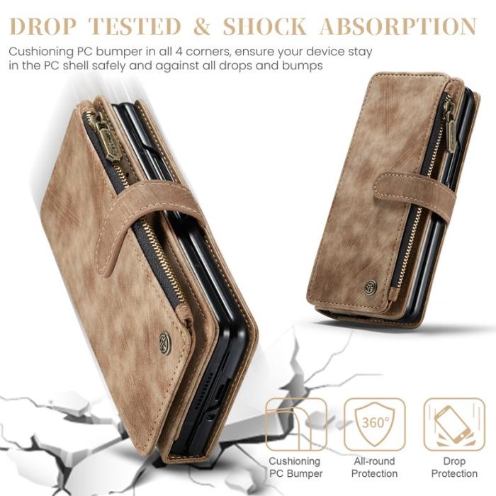 Caseme - CASEME Konstläder Plånboksfodral för Samsung Galaxy Z Fold5 5G - Brun