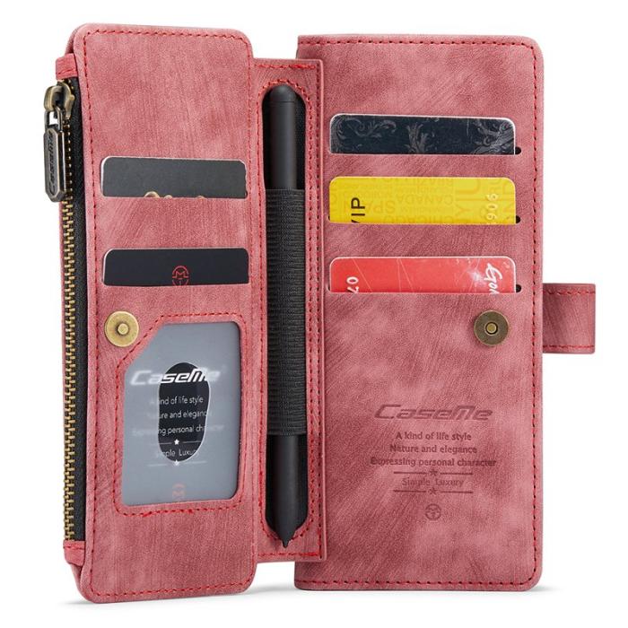 Caseme - CASEME Konstläder Plånboksfodral för Samsung Galaxy Z Fold5 5G - Röd
