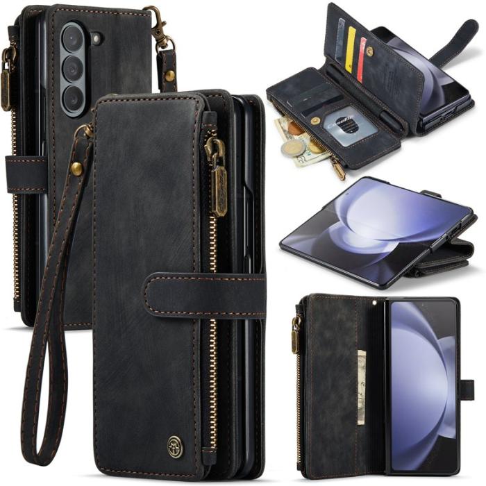 Caseme - CASEME Konstläder Plånboksfodral för Samsung Galaxy Z Fold5 5G - Svart