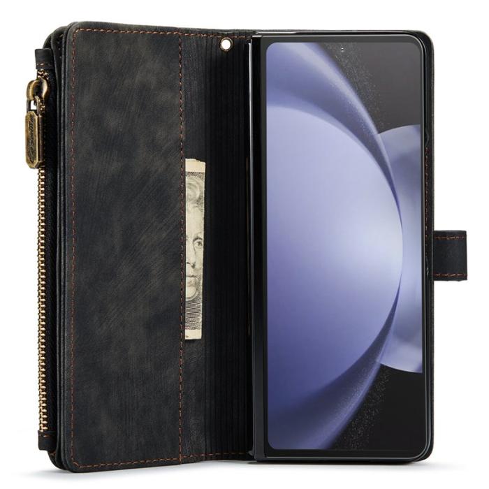 Caseme - CASEME Konstläder Plånboksfodral för Samsung Galaxy Z Fold5 5G - Svart