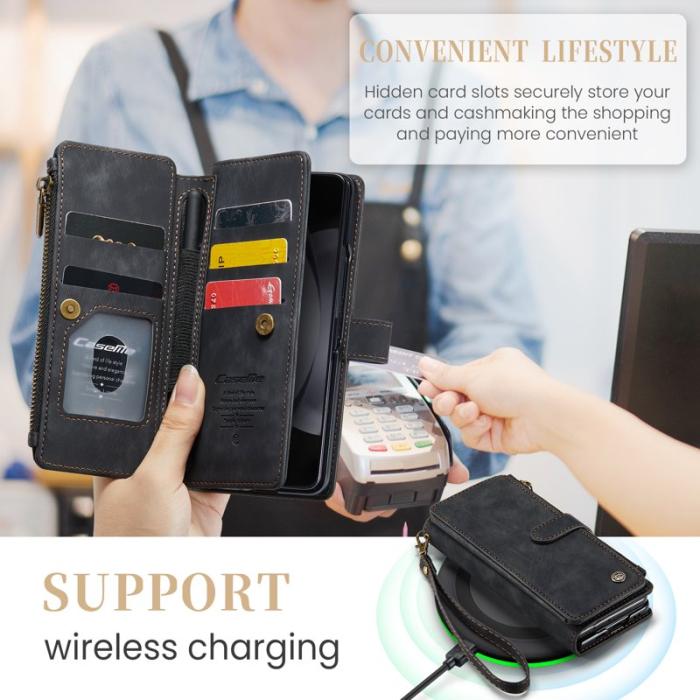 Caseme - CASEME Konstläder Plånboksfodral för Samsung Galaxy Z Fold5 5G - Svart