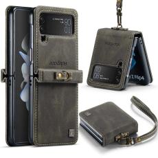 AUTSPACE - AUTSPACE A01 Fodral f&ouml;r Samsung Galaxy Z Flip4 5G - KonstL&auml;der - Brun