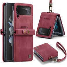 AUTSPACE - AUTSPACE A01 Fodral f&ouml;r Samsung Galaxy Z Flip4 5G KonstL&auml;der - R&ouml;d