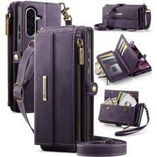 Caseme - CASEME Konstl&auml;der Pl&aring;nboksfodral till Samsung Galaxy A56 5G Lila med RFID-Skydd