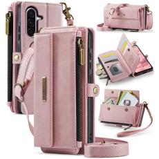 Caseme - CASEME Konstl&auml;der Pl&aring;nboksfodral till Samsung Galaxy A56 5G med RFID-Skydd Rosa