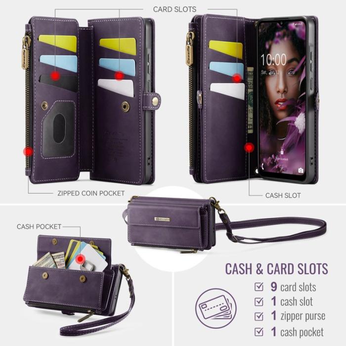 Caseme - CASEME Konstläder Plånboksfodral till Samsung Galaxy A56 5G Lila med RFID-Skydd