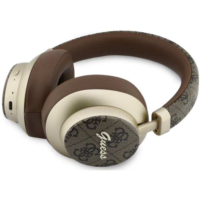 Guess - Guess On-Ear Hörlurar Bluetooth ENC 4G Gold Script Metal - Brun