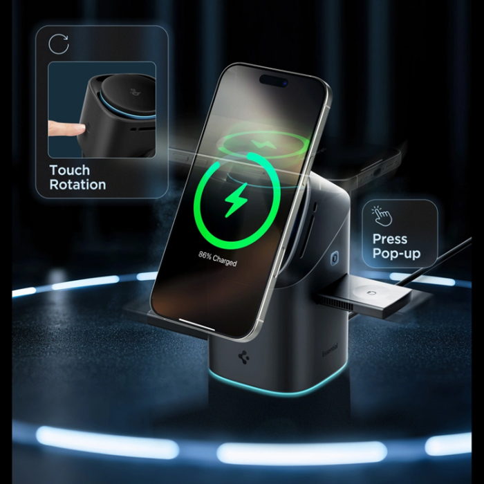 Spigen - Spigen Trådlös Laddare iPhone,Apple Watch,Airpods - Svart