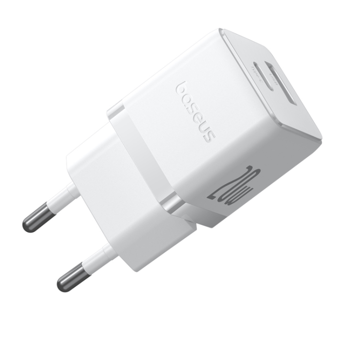 BASEUS - Baseus Snabbladdare USB-C - USB-A 20W Palm - Vit
