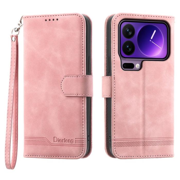 DIERFENG - DIERFENG DF-03 Plånboksfodral för Xiaomi 17 Pro Konstläder - Rosa