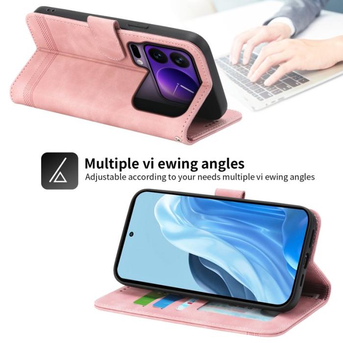 DIERFENG - DIERFENG DF-03 Plånboksfodral för Xiaomi 17 Pro Konstläder - Rosa
