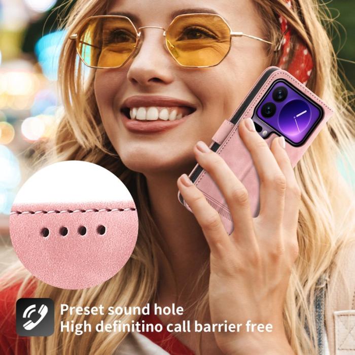 DIERFENG - DIERFENG DF-03 Plånboksfodral för Xiaomi 17 Pro Konstläder - Rosa