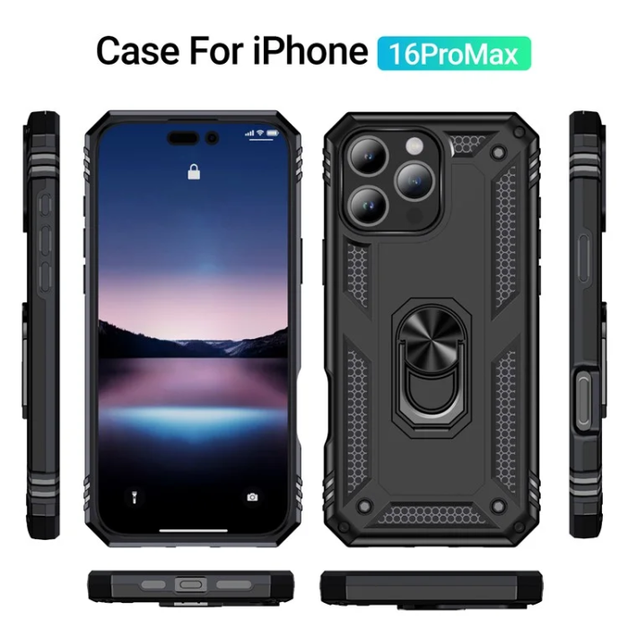 A-One Brand - iPhone 16 Pro Max Mobilskal Anti-drop med Kickstand - Svart