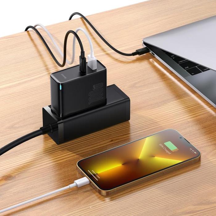 BASEUS - Baseus GaN5 Väggladdare USB Till Typ-C 100W - Svart