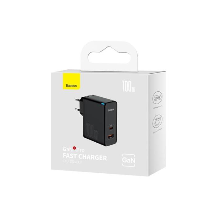 BASEUS - Baseus GaN5 Väggladdare USB Till Typ-C 100W - Svart